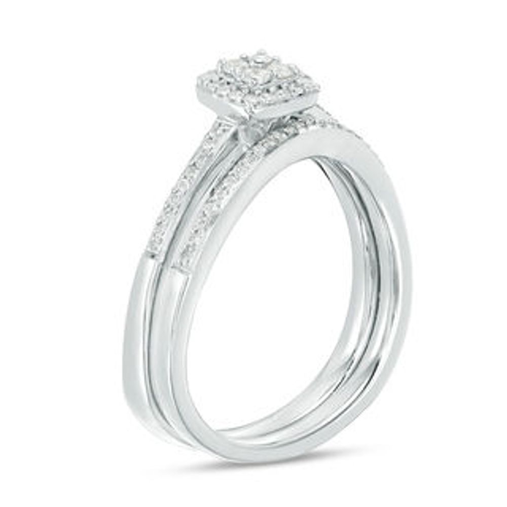 0.29 CT. T.W. Quad Diamond Frame Bridal Set in 10K White Gold|Peoples Jewellers