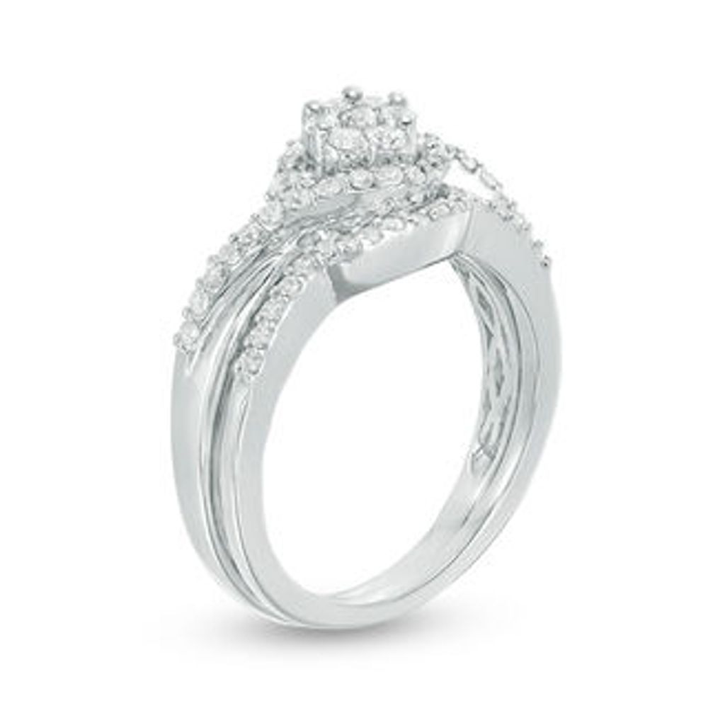 0.45 CT. T.W. Composite Diamond Bypass Swirl Bridal Set in 10K White Gold|Peoples Jewellers