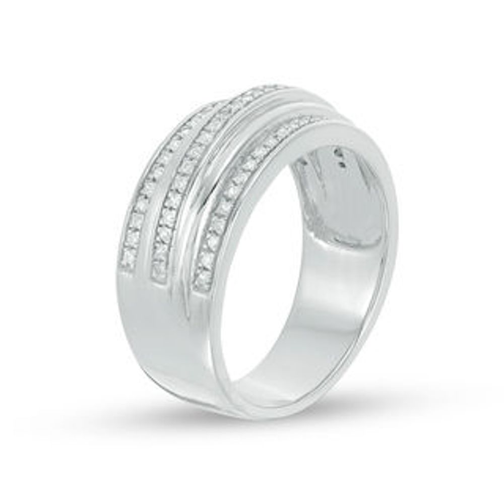 0.23 CT. T.W. Diamond Three Row Band in 10K White Gold|Peoples Jewellers