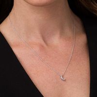 Aquamarine Crescent Moon Pendant in Sterling Silver|Peoples Jewellers