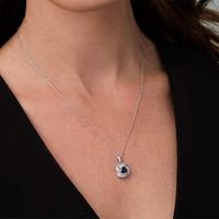 5.0mm Lab-Created Blue and White Sapphire Swirl Frame Pendant in Sterling Silver|Peoples Jewellers