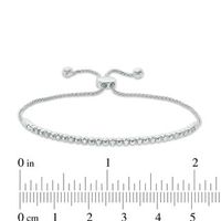 0.15 CT. T.W. Diamond Alternating Ball Bolo Bracelet in 10K White Gold - 9.5"|Peoples Jewellers