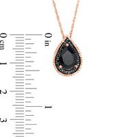 Lab-Created Black Sapphire and 0.086 CT. T.W. Black Diamond Pendant in Sterling Silver with 14K Rose Gold Plate|Peoples Jewellers
