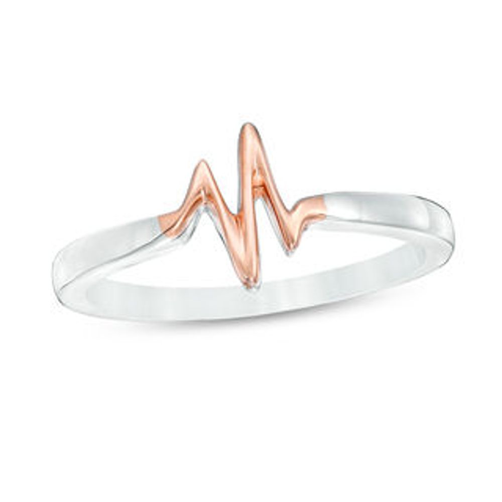 Convertibilities 0.119 CT. T.W. Diamond Heartbeat and Heart Three-in-One Ring in Sterling Silver and 10K Rose Gold|Peoples Jewellers