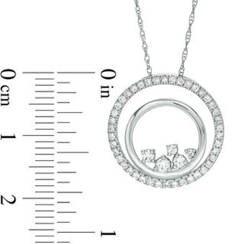 0.38 CT. T.W. Diamond Scattered Double Circle Pendant in 10K White Gold|Peoples Jewellers