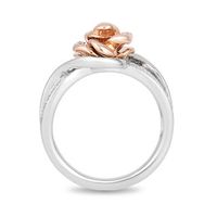 Enchanted Disney Belle 0.23 CT. T.W. Diamond Rose Bypass Swirl Ring in Sterling Silver and 10K Rose Gold|Peoples Jewellers