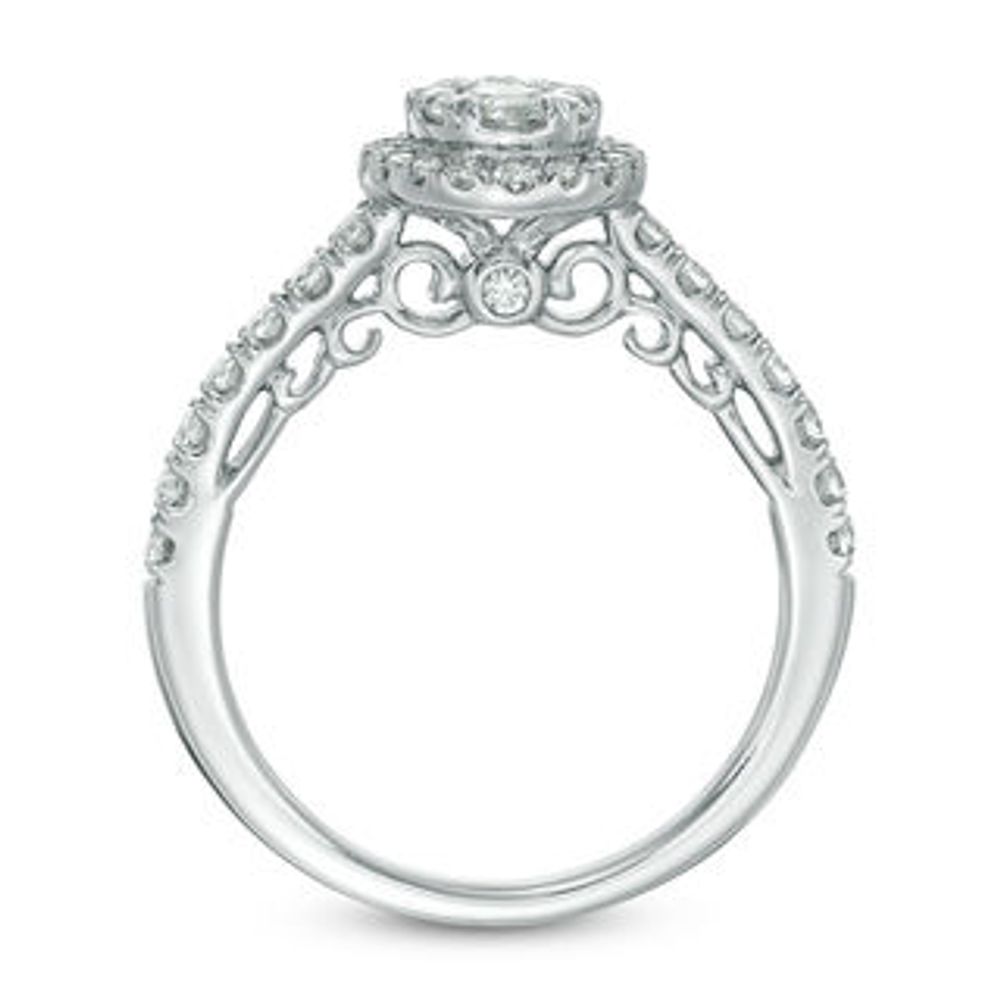 0.75 CT. T.W. Composite Diamond Oval Frame Engagement Ring in 14K White Gold|Peoples Jewellers