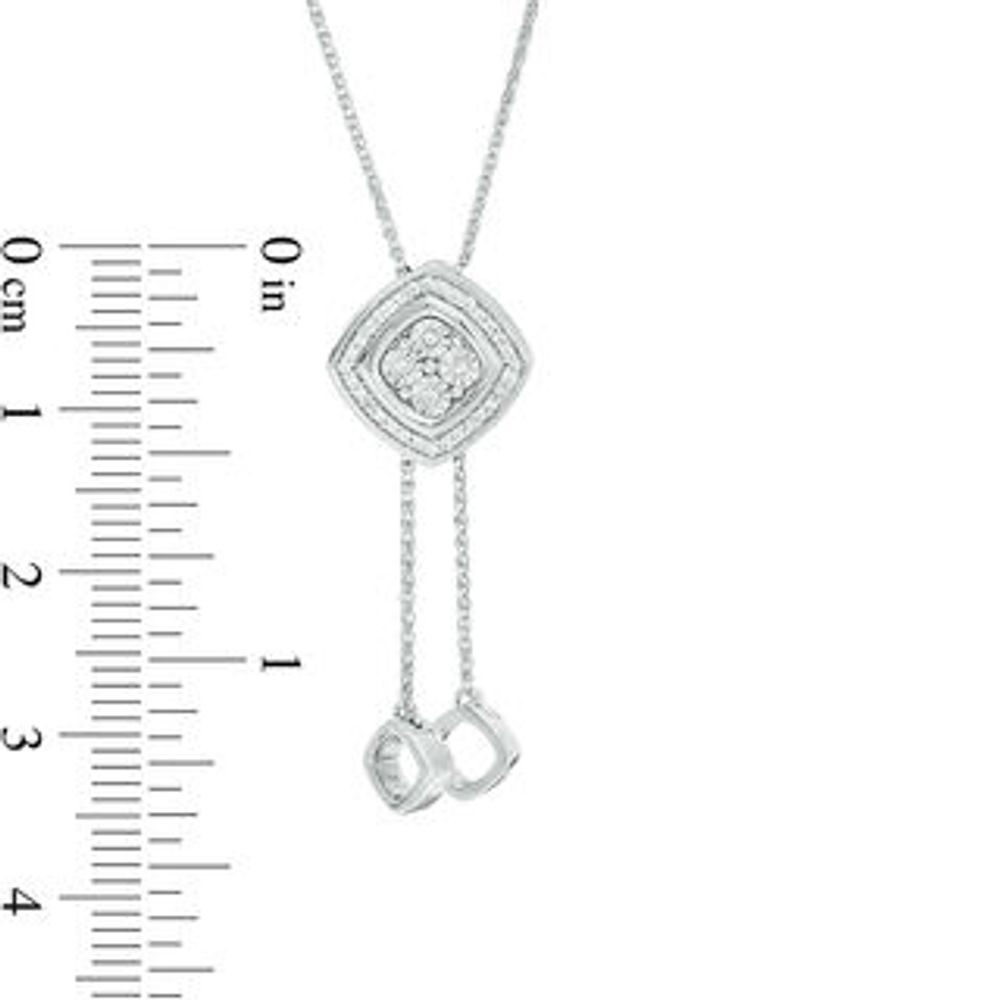 0.085 CT. T.W. Quad Diamond Tilted Frame Lariat Necklace in Sterling Silver - 26"|Peoples Jewellers