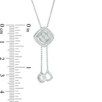 0.085 CT. T.W. Quad Diamond Tilted Frame Lariat Necklace in Sterling Silver - 26"|Peoples Jewellers