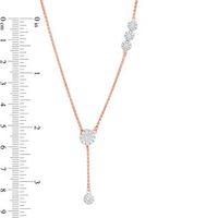 0.58 CT. T.W. Diamond Frame Station Lariat Necklace in Sterling Silver with 14K Rose Gold Plate - 26"|Peoples Jewellers