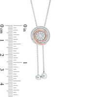 0.145 CT. T.W. Diamond Swirl Lariat Necklace in Sterling Silver and 10K Rose Gold - 26"|Peoples Jewellers
