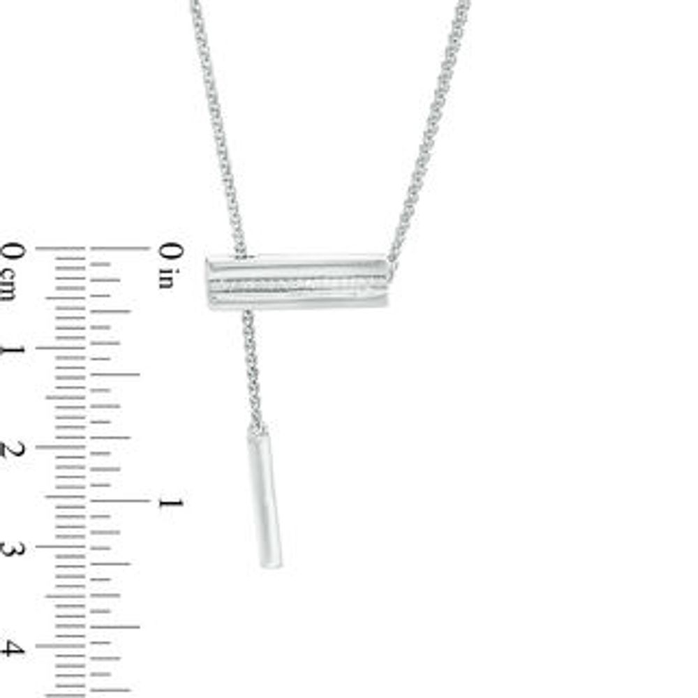 0.04 CT. T.W. Diamond Bar Lariat Necklace in Sterling Silver - 26"|Peoples Jewellers