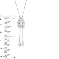 0.23 CT. T.W. Diamond Teardrop Frame Lariat Necklace in Sterling Silver - 26"|Peoples Jewellers