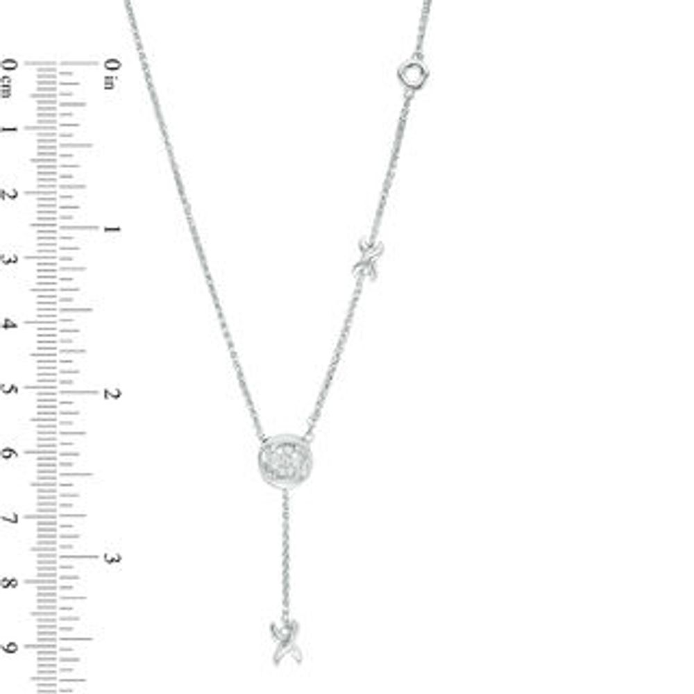 0.04 CT. T.W. Diamond "XO" Station Lariat Necklace in Sterling Silver - 26"|Peoples Jewellers