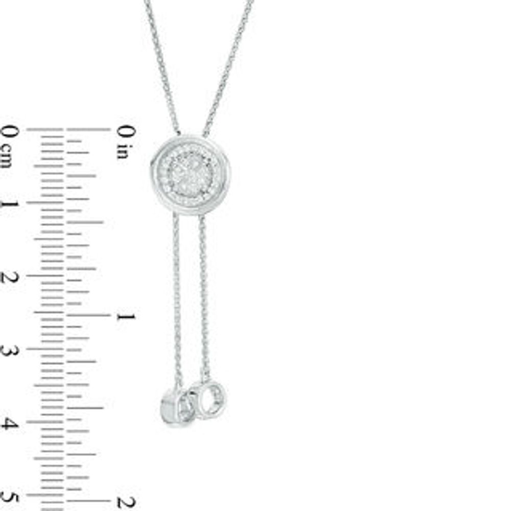 0.115 CT. T.W. Diamond Circle Lariat Necklace in Sterling Silver - 26"|Peoples Jewellers