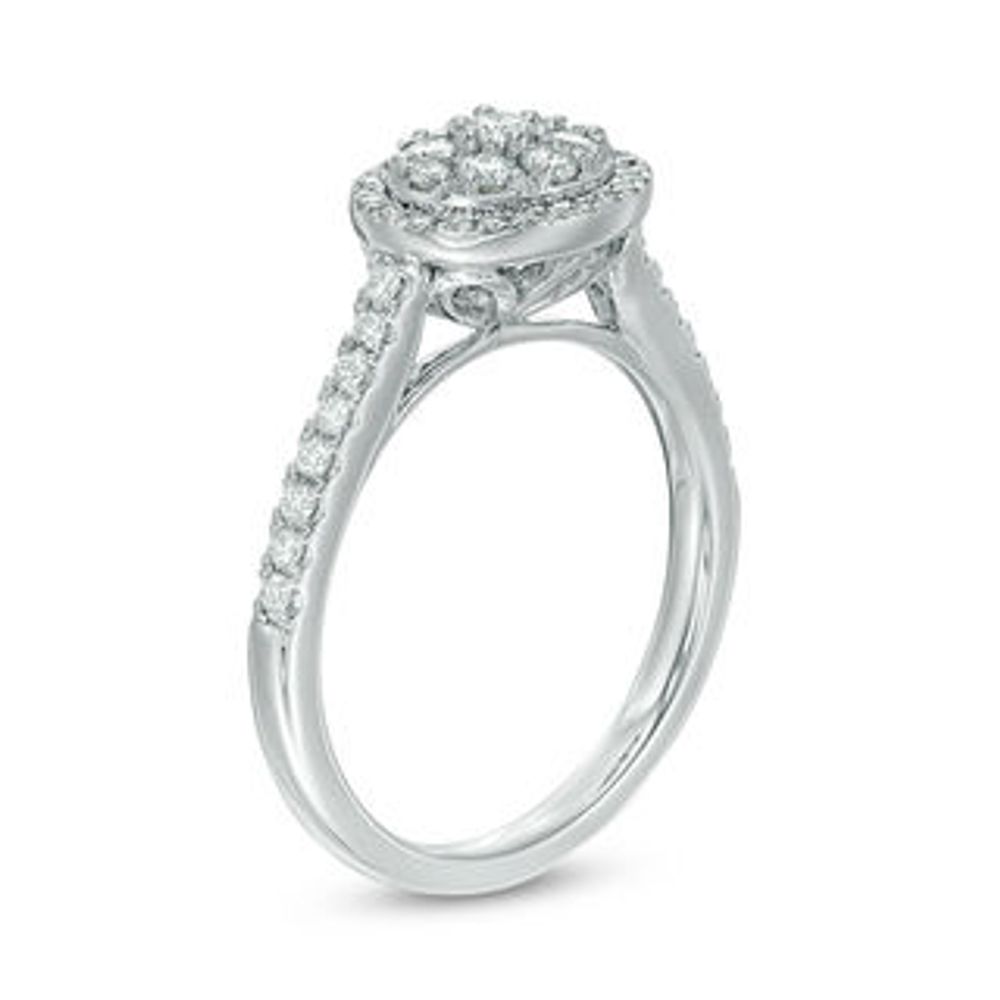 0.45 CT. T.W. Composite Diamond Oval Frame Engagement Ring in 10K White Gold|Peoples Jewellers