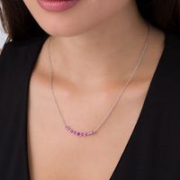 Graduated Lab-Created Ruby Curved Bar Necklace in Sterling Silver|Peoples Jewellers