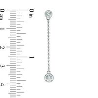 Bezel-Set Aquamarine Linear Drop Earrings in Sterling Silver|Peoples Jewellers