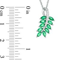 Marquise Lab-Created Emerald and Diamond Accent Leaf Pendant in Sterling Silver|Peoples Jewellers