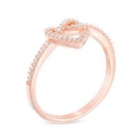 0.145 CT. T.W. Diamond Love Knot Heart Ring in Sterling Silver with 14K Rose Gold Plate|Peoples Jewellers