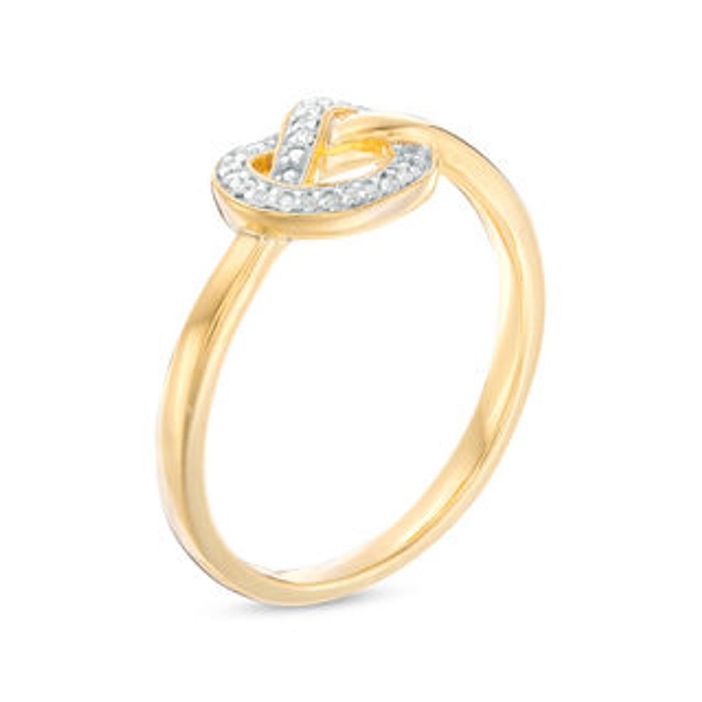 0.04 CT. T.W. Diamond Love Knot Pretzel Ring in Sterling Silver with 14K Gold Plate|Peoples Jewellers