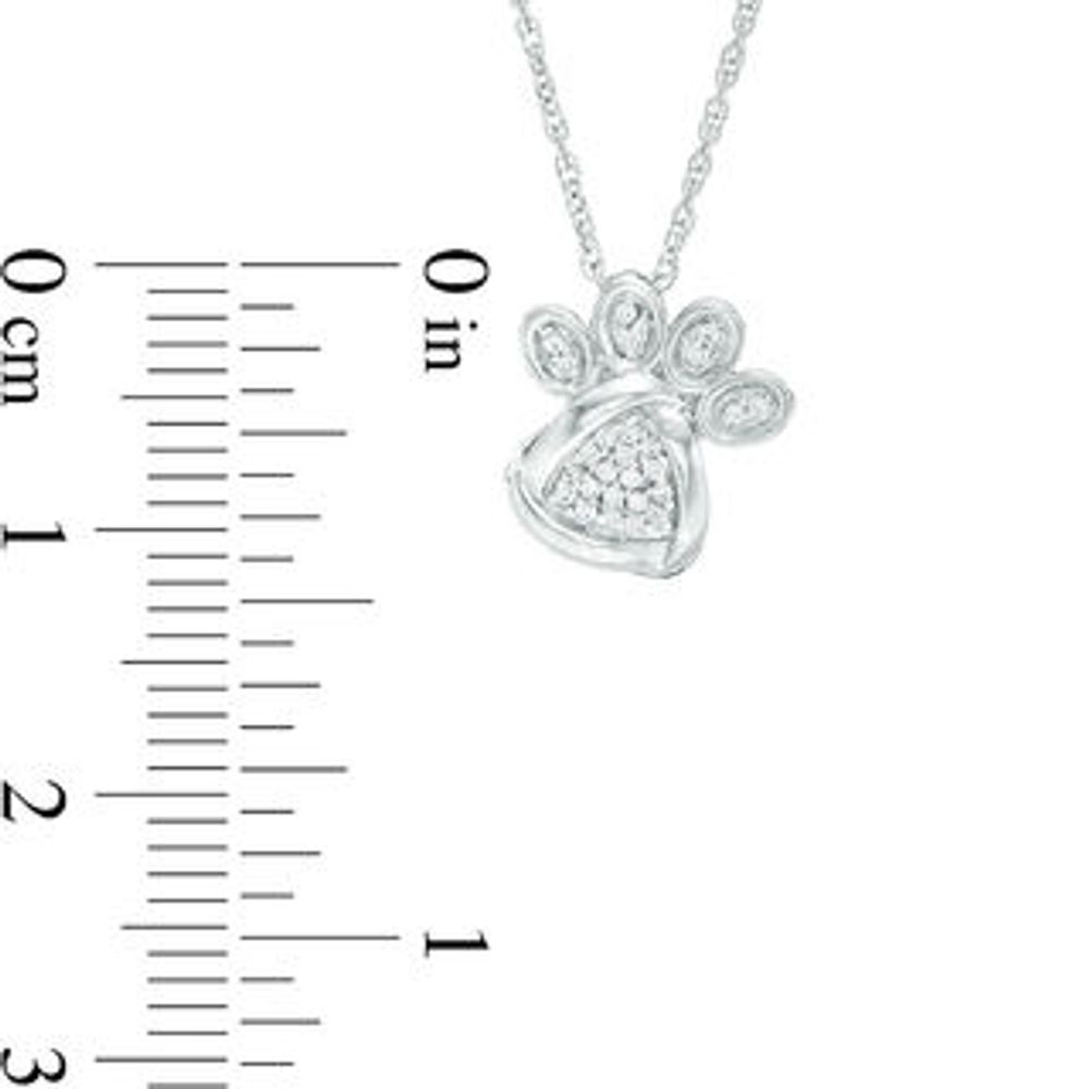 0.04 CT. T.W. Diamond Love Knot Dog Paw Print Pendant in Sterling Silver|Peoples Jewellers