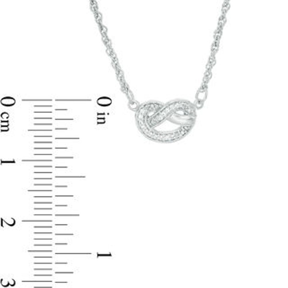 0.04 CT. T.W. Diamond Love Knot Pretzel Necklace in Sterling Silver - 17.5"|Peoples Jewellers