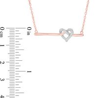 0.04 CT. T.W. Diamond Love Knot Heart Bar Necklace in 10K Rose Gold - 16.37"|Peoples Jewellers