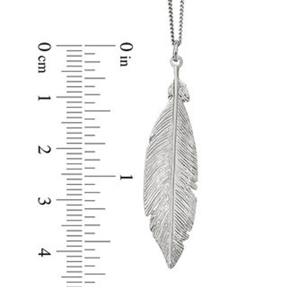 Vertical Feather Drop Pendant in Sterling Silver|Peoples Jewellers