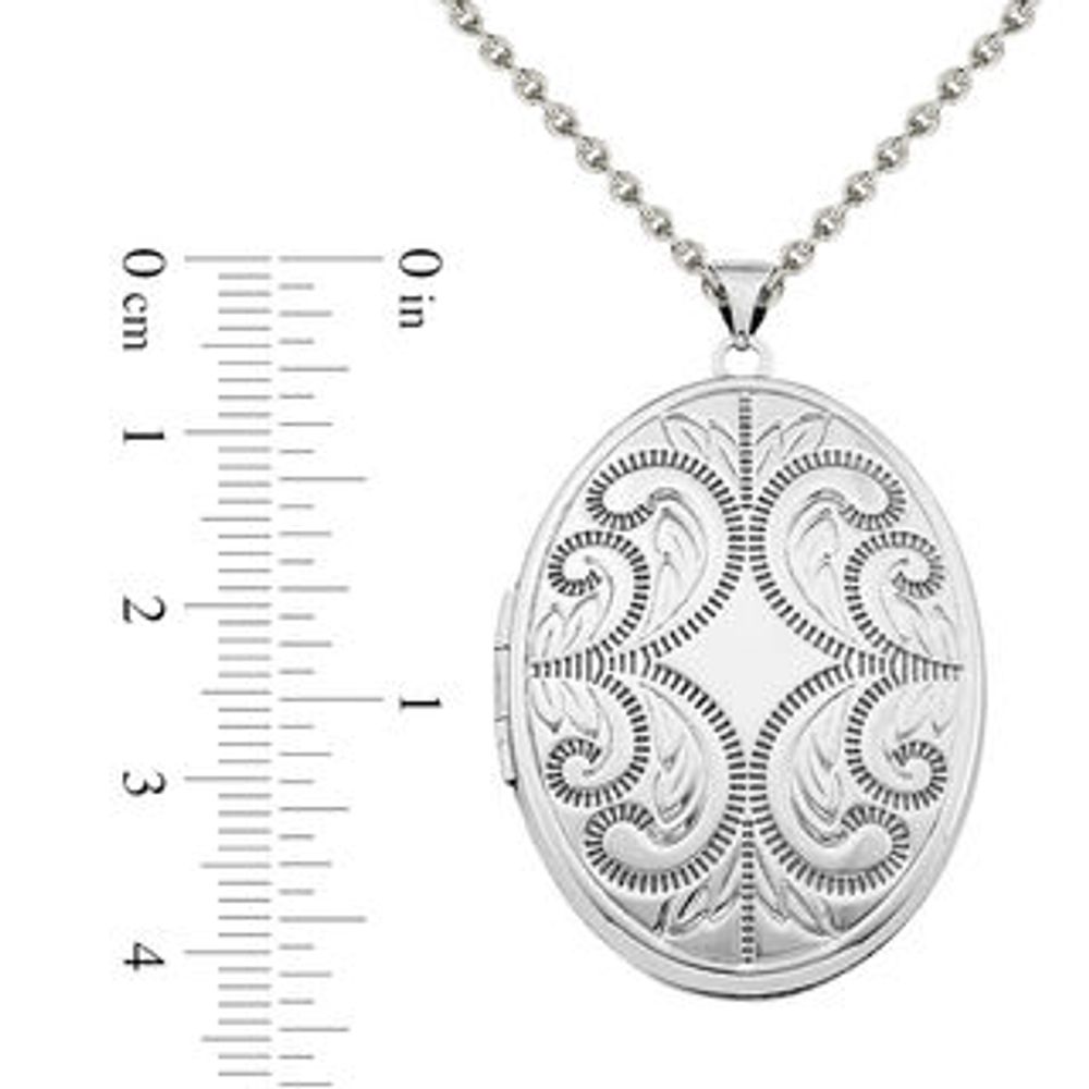 Oval Scroll Locket in Sterling Silver|Peoples Jewellers