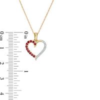 Ruby and 0.04 CT. T.W. Diamond Half-and-Half Heart Pendant in 10K Gold|Peoples Jewellers