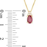 Certified Oval Ruby and 0.04 CT. T.W. Diamond Tri-Top Pendant in 10K Gold|Peoples Jewellers