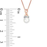 6.0mm Freshwater Cultured Pearl and Diamond Accent Loop Pendant in 10K Rose Gold|Peoples Jewellers