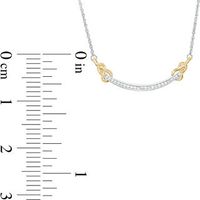 0.145 CT. T.W. Diamond Love Knot Curved Bar Necklace in Sterling Silver and 10K Gold - 16.43"|Peoples Jewellers