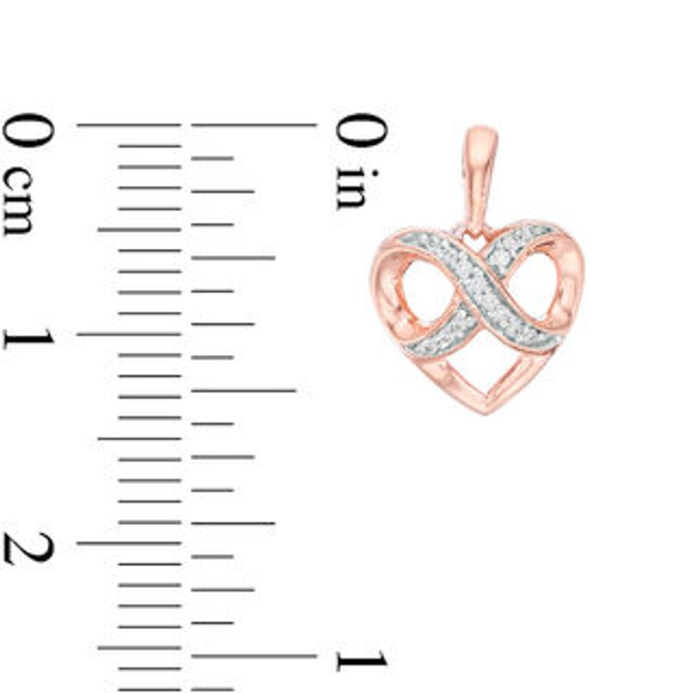 0.065 CT. T.W. Diamond Infinity Heart Drop Earrings in 10K Rose Gold|Peoples Jewellers