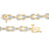 0.58 CT. T.W. Diamond Double Knot Bracelet in Sterling Silver with 14K Gold Plate|Peoples Jewellers