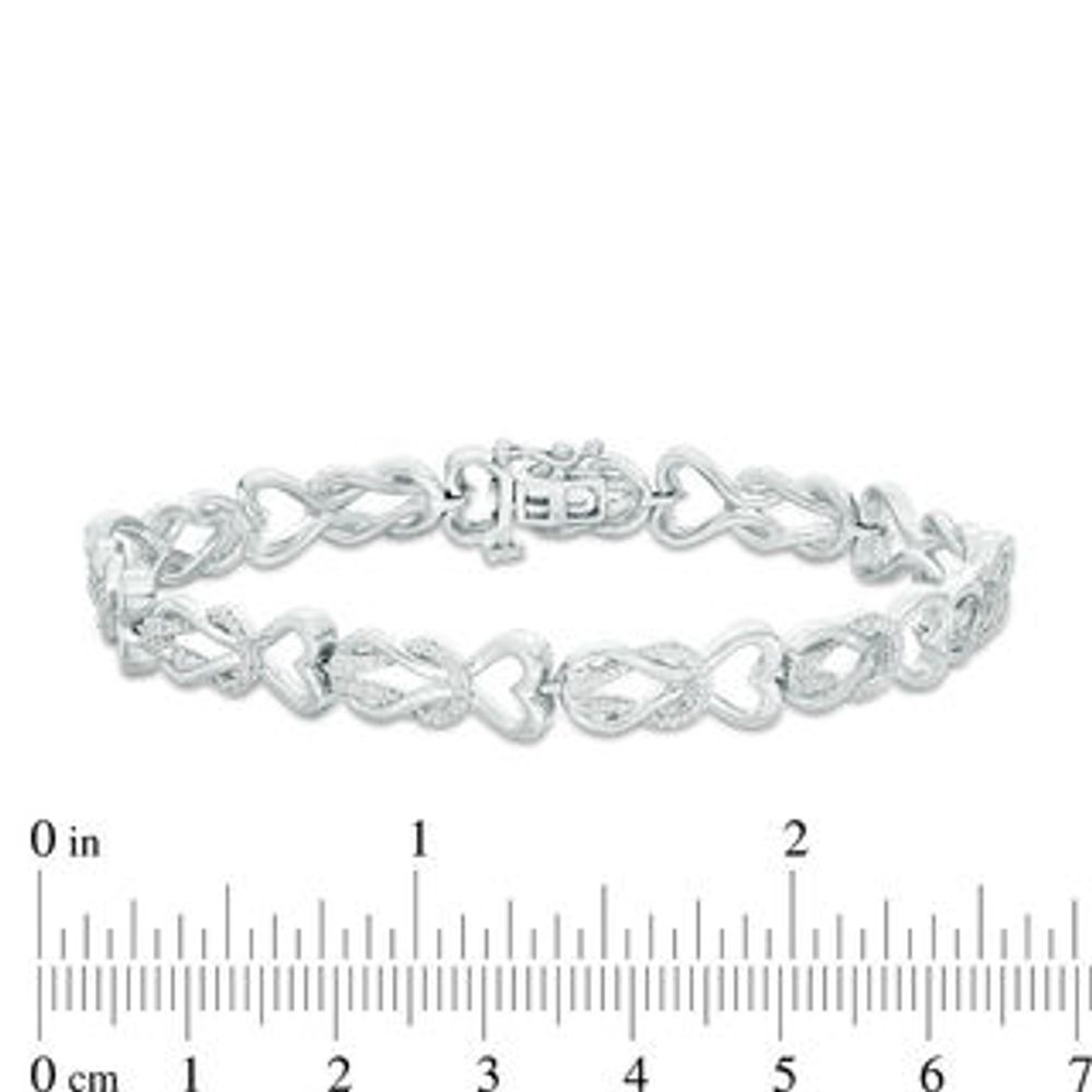 0.46 CT. T.W. Diamond Heart Double Knot Bracelet in Sterling Silver|Peoples Jewellers