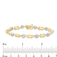 0.58 CT. T.W. Composite Diamond Double Knot Alternating Bracelet in Sterling Silver with 14K Gold Plate|Peoples Jewellers