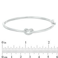 0.065 CT. T.W. Diamond Love Knot Pretzel Bangle in Sterling Silver|Peoples Jewellers