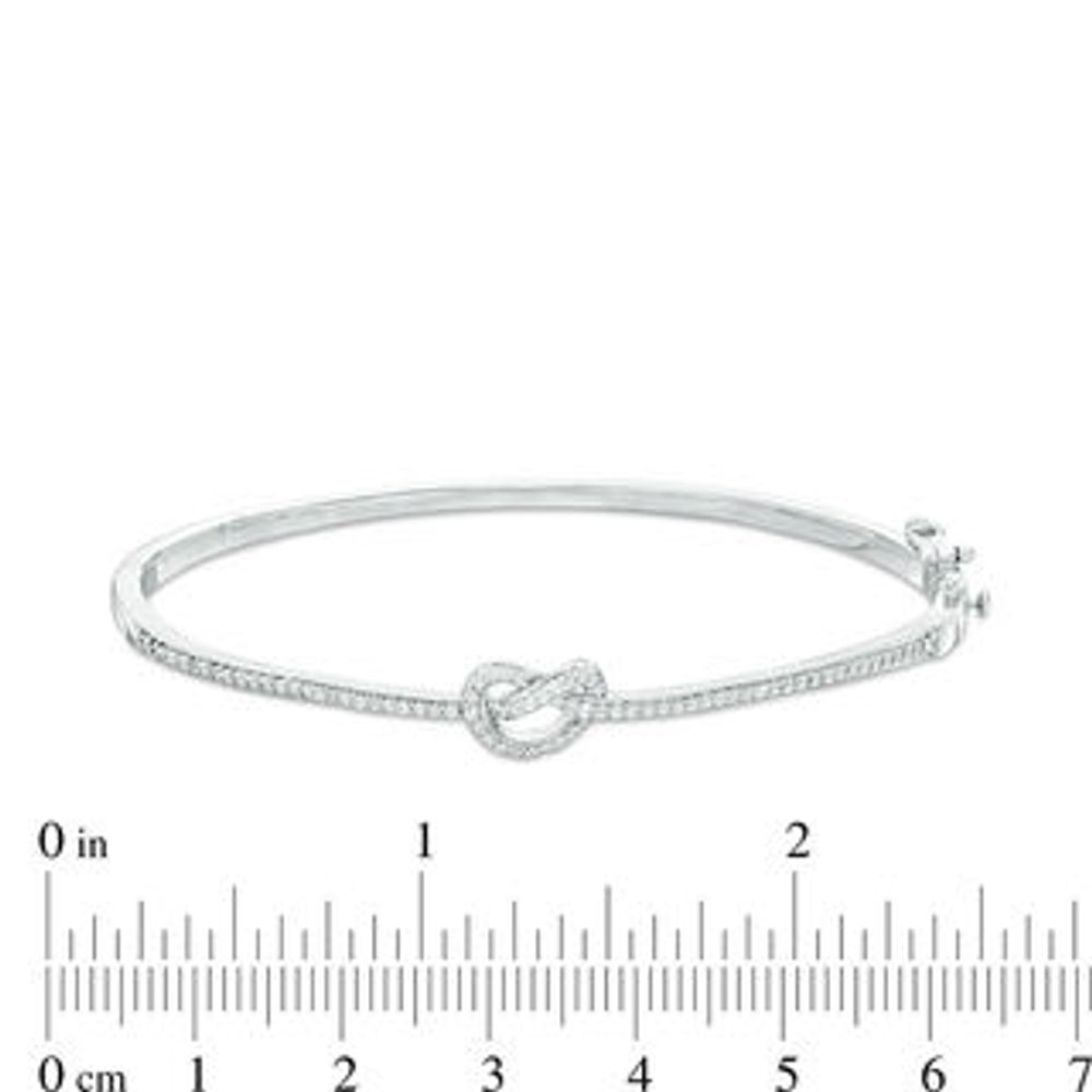 0.45 CT. T.W. Diamond Love Knot Pretzel Bangle in Sterling Silver|Peoples Jewellers