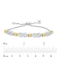 0.38 CT. T.W. Diamond Infinity Knot and "X" Bolo Bracelet in Sterling Silver with 14K Gold Plate - 9.5"|Peoples Jewellers