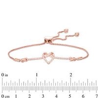 0.18 CT. T.W. Diamond Love Knot Heart Bolo Bracelet in Sterling Silver with 14K Rose Gold Plate - 9.5"|Peoples Jewellers