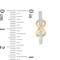 0.086 CT. T.W. Diamond  Infinity Knot Oval Hoop Earrings in Sterling Silver and 10K Gold|Peoples Jewellers