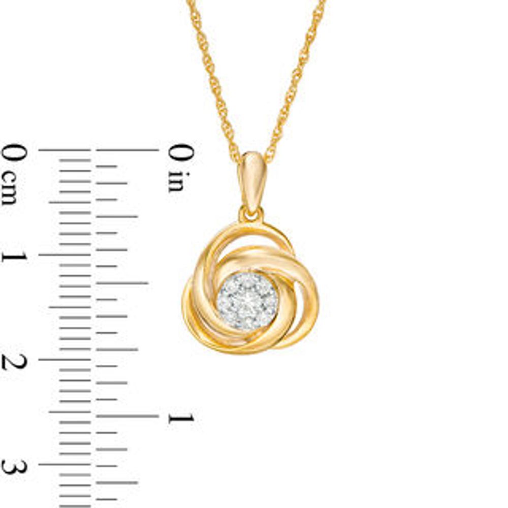 0.145 CT. T.W. Diamond Frame Love Knot Pendant in 10K Gold|Peoples Jewellers