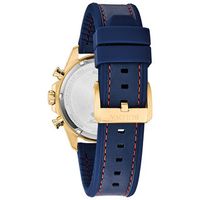 Men's Bulova Marine Star Chronograph Gold-Tone Strap Watch with Blue Dial (Model: 97B168)|Peoples Jewellers