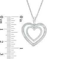 0.116 CT. T.W. Diamond and Textured Double Heart Pendant in Sterling Silver|Peoples Jewellers