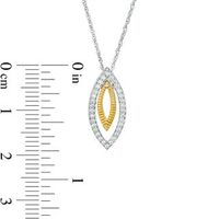 0.147 CT. T.W. Diamond and Textured Double Marquise Pendant in Sterling Silver and 10K Gold|Peoples Jewellers