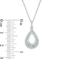 0.18 CT. T.W. Diamond and Textured Open Teardrop Pendant in 10K White Gold|Peoples Jewellers