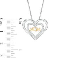 Lab-Created White Sapphire "MOM" Double Hearts Pendant in Sterling Silver with 10K Gold Plate|Peoples Jewellers