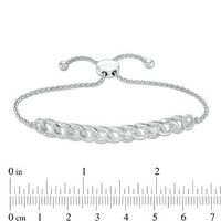 0.10 CT. T.W. Diamond Interlocking Curb Link Bolo Bracelet in Sterling  - 9.5"|Peoples Jewellers